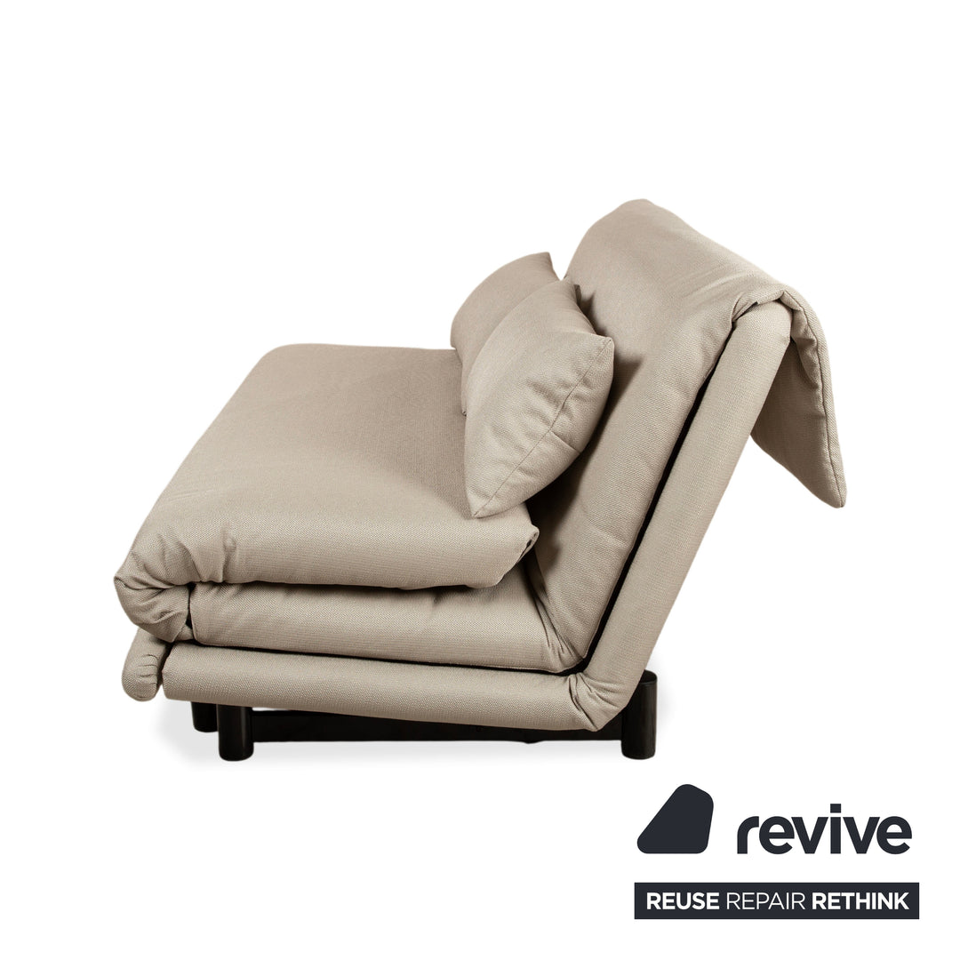 Ligne Roset Multy Stoff Dreisitzer Sofa Couch manuelle Schlaffunktion Creme Beige Neubezug BENDIGO 5108