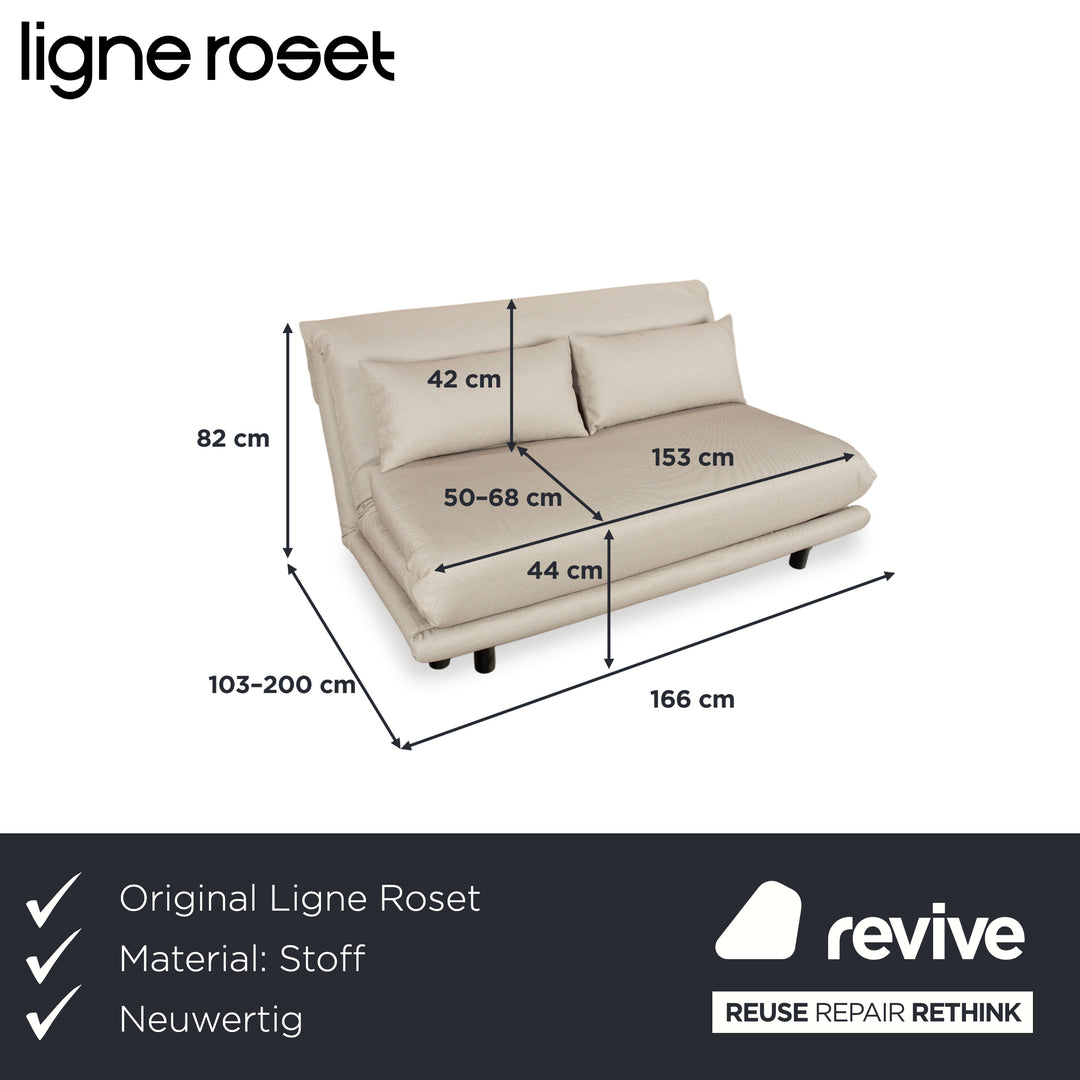 Ligne Roset Multy Stoff Dreisitzer Sofa Couch manuelle Schlaffunktion Creme Beige Neubezug BENDIGO 5108