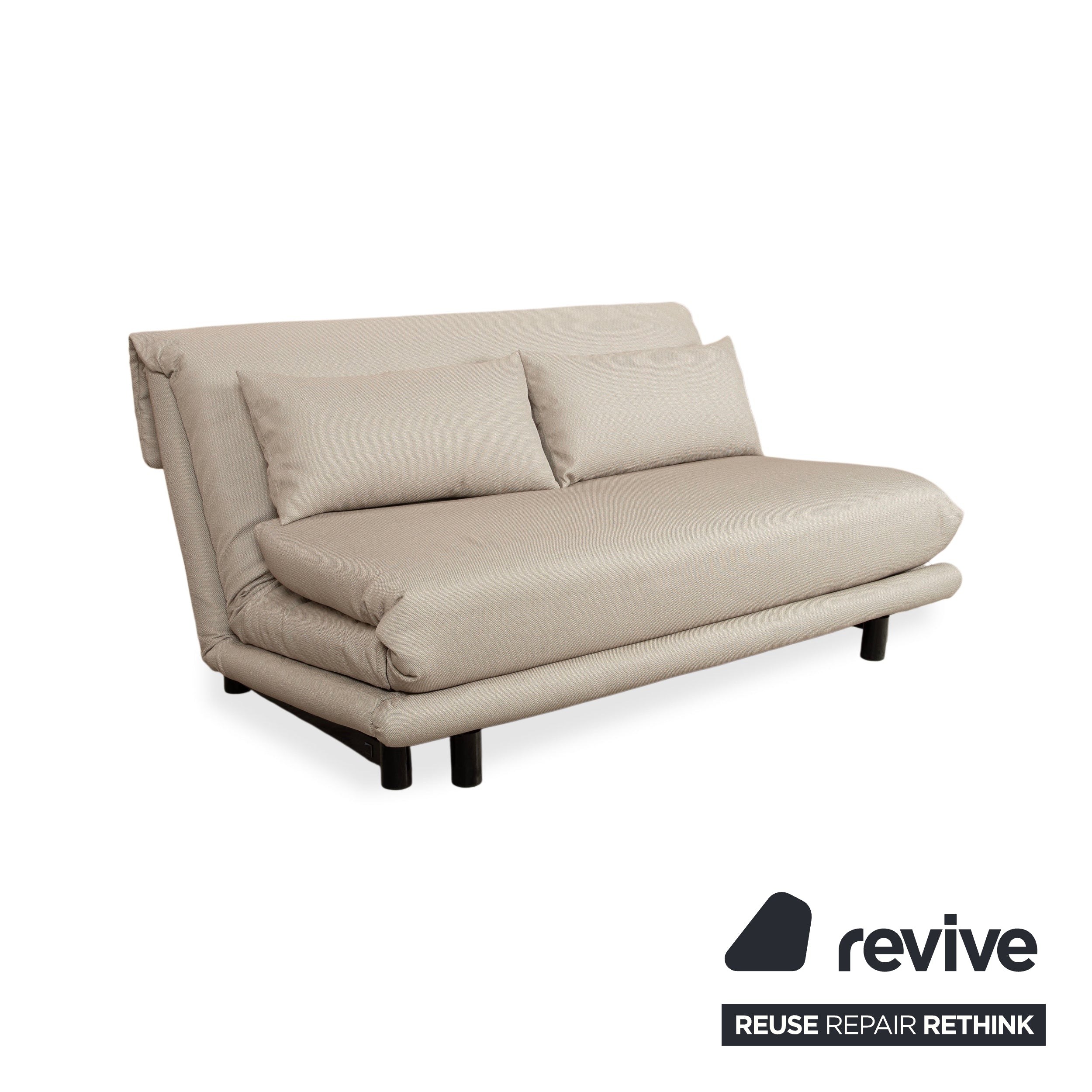 Ligne Roset Multy Stoff Dreisitzer Sofa Couch manuelle Schlaffunktion Creme Beige Neubezug BENDIGO 5108