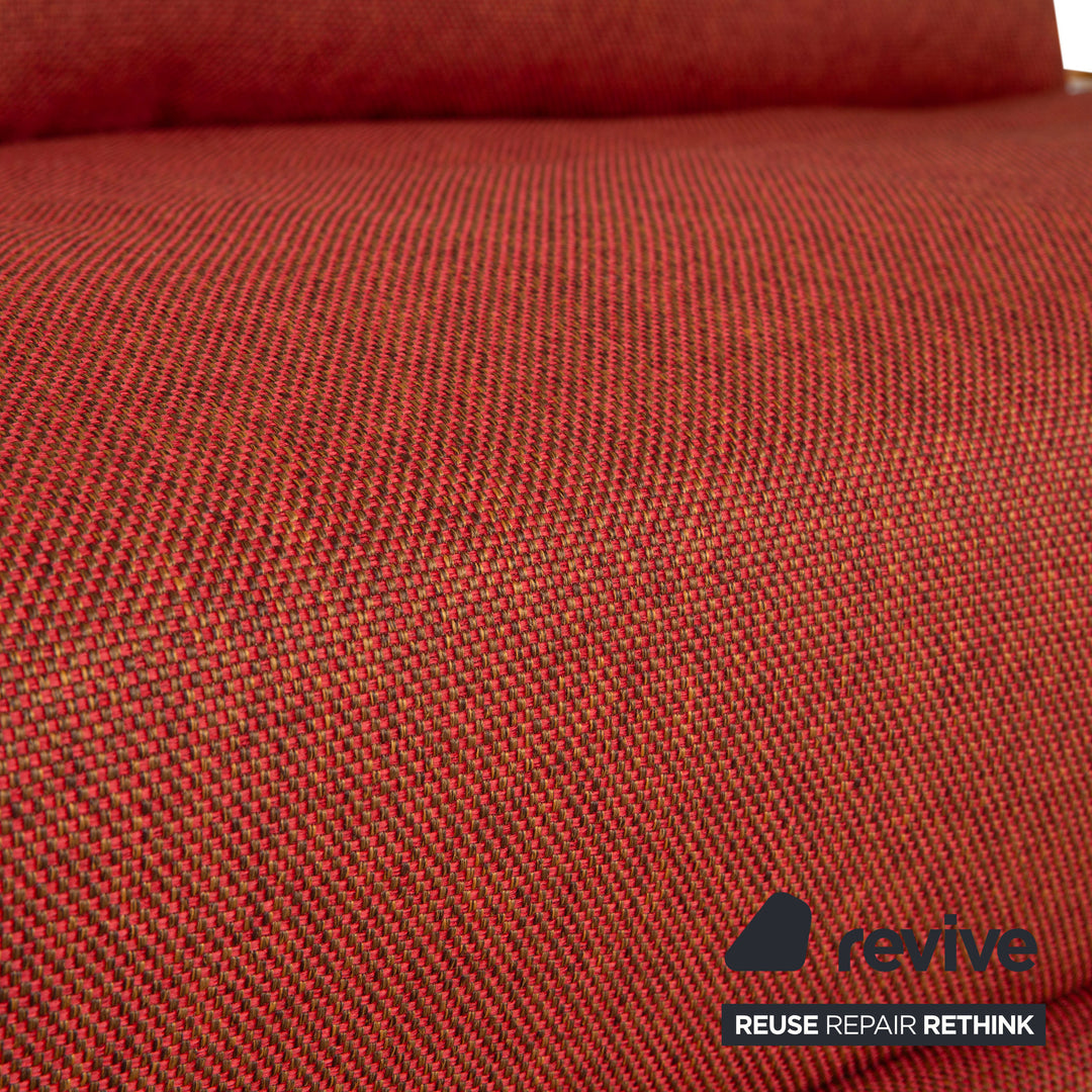 Ligne Roset Multy Dreisitzer Stoff Rot Rostrot Braun Silber manuelle Schlaffunktion Schlafsofa Couch Neubezug