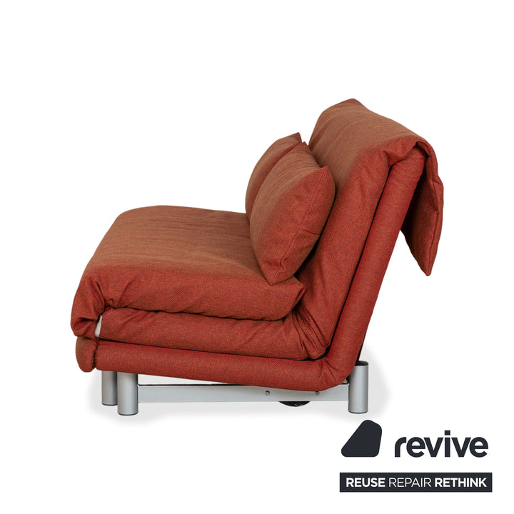 Ligne Roset Multy Dreisitzer Stoff Rot Rostrot Braun Silber manuelle Schlaffunktion Schlafsofa Couch Neubezug