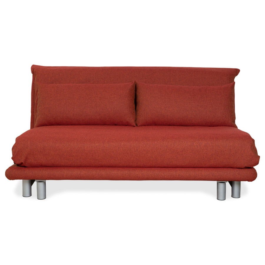 Ligne Roset Multy Dreisitzer Stoff Rot Rostrot Braun Silber manuelle Schlaffunktion Schlafsofa Couch Neubezug