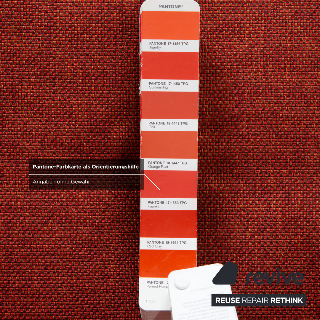 Ligne Roset Multy Fabric Three-Seater Sofa Red Rust Brown New Upholstery