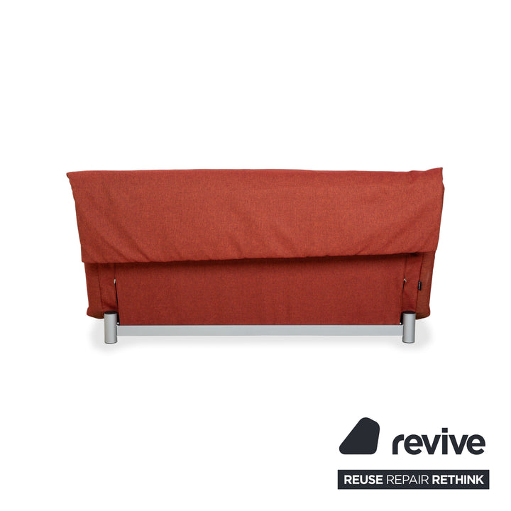 Ligne Roset Multy Three-Seater Fabric Red Rust Brown Silver Manual Sleep Function Sofa Bed Recovered