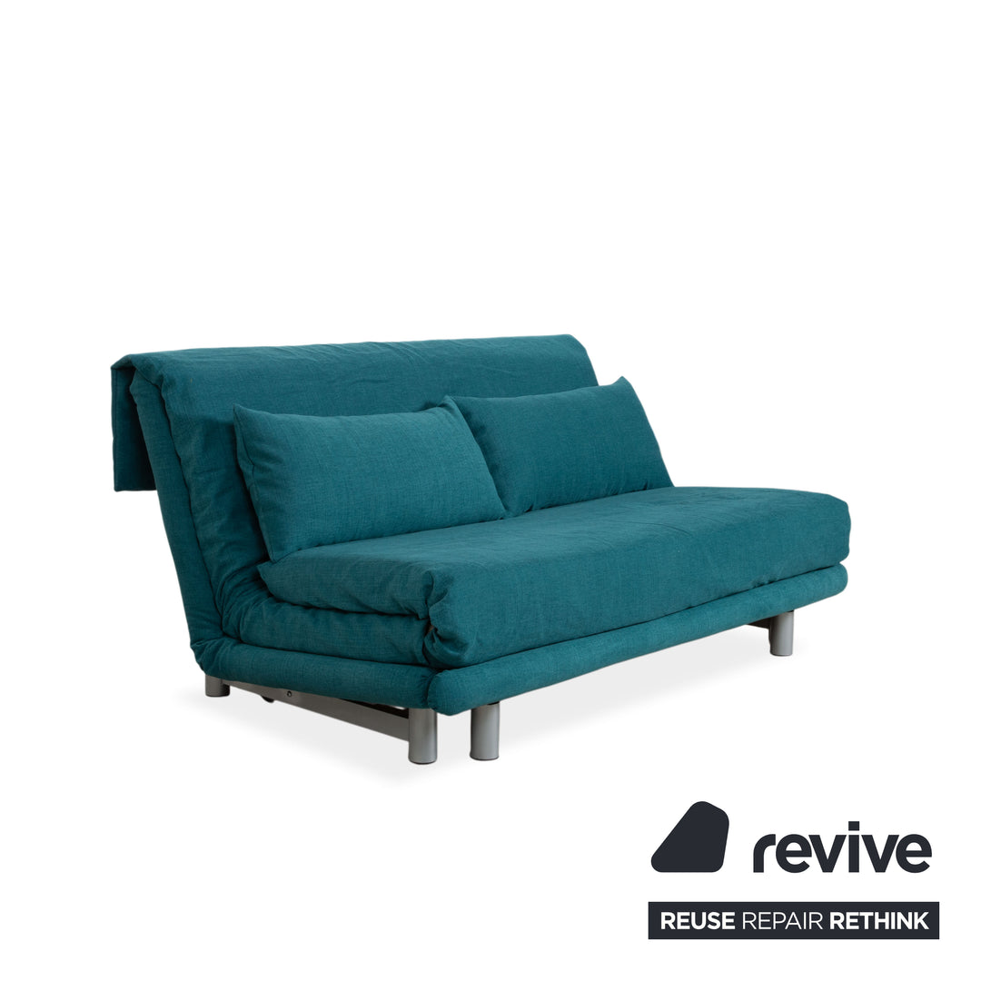 Ligne Roset Multy Tissu Trois places Turquoise Bleu fonction manuelle fonction couchage Canapé Nouveau revêtement