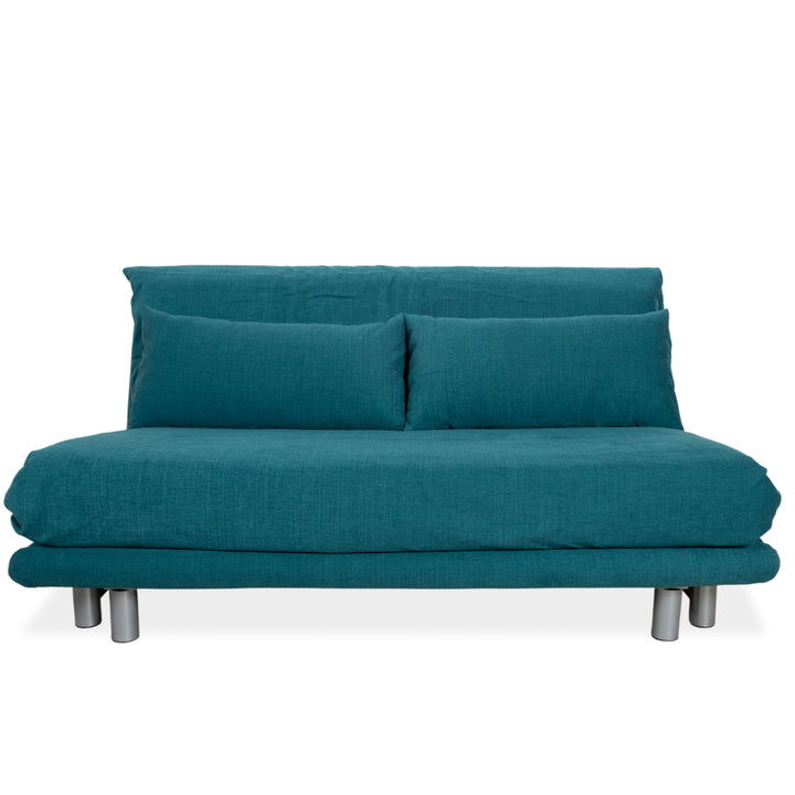 Ligne Roset Multy Tissu Trois places Turquoise Bleu fonction manuelle fonction couchage Canapé Nouveau revêtement