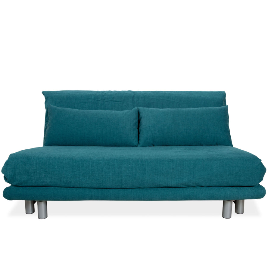 Ligne Roset Multy Stoff Dreisitzer Türkis Blau manuelle Funktion Schlaffunktion Sofa Couch Neubezug