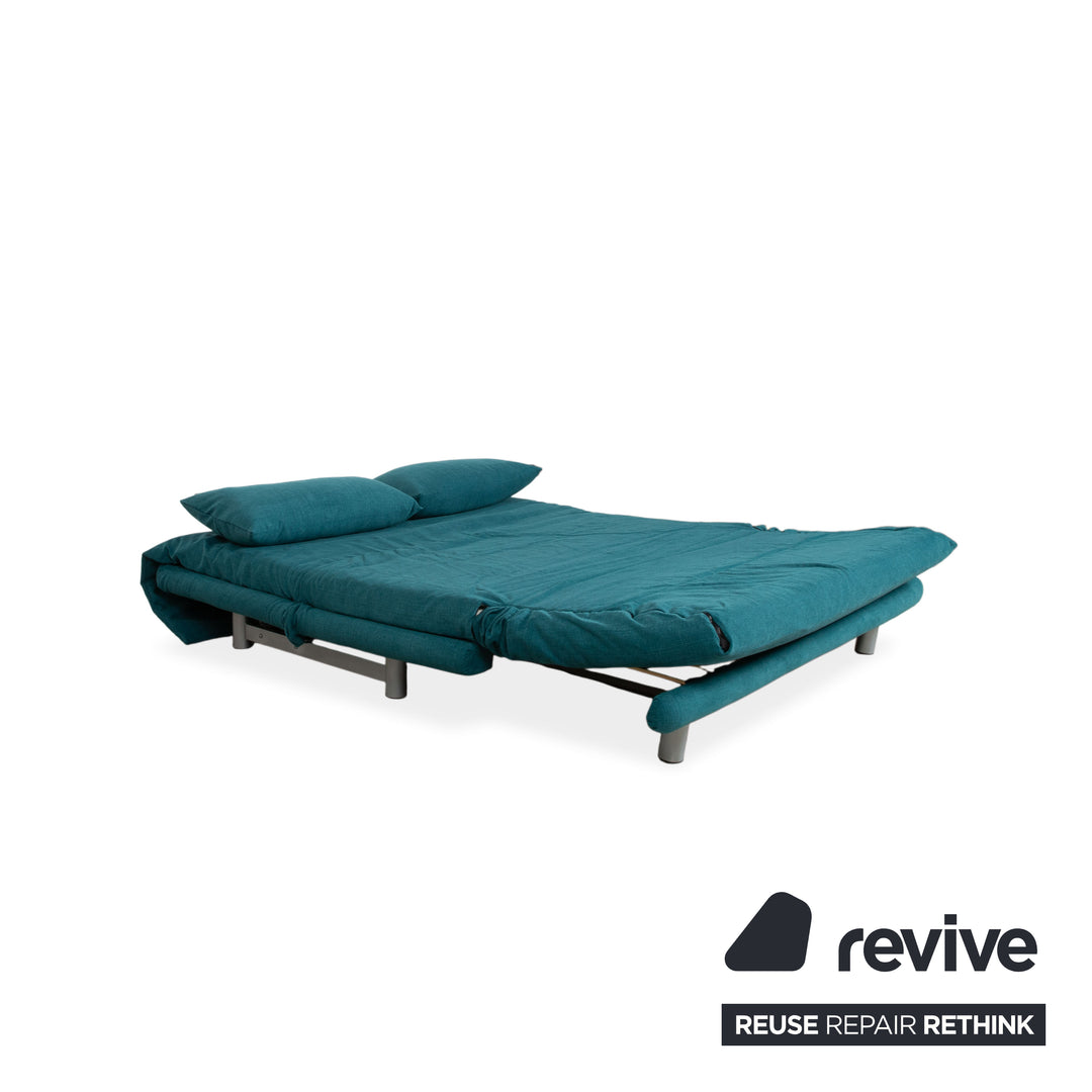 Ligne Roset Multy Stoff Dreisitzer Türkis Blau manuelle Funktion Schlaffunktion Sofa Couch Neubezug