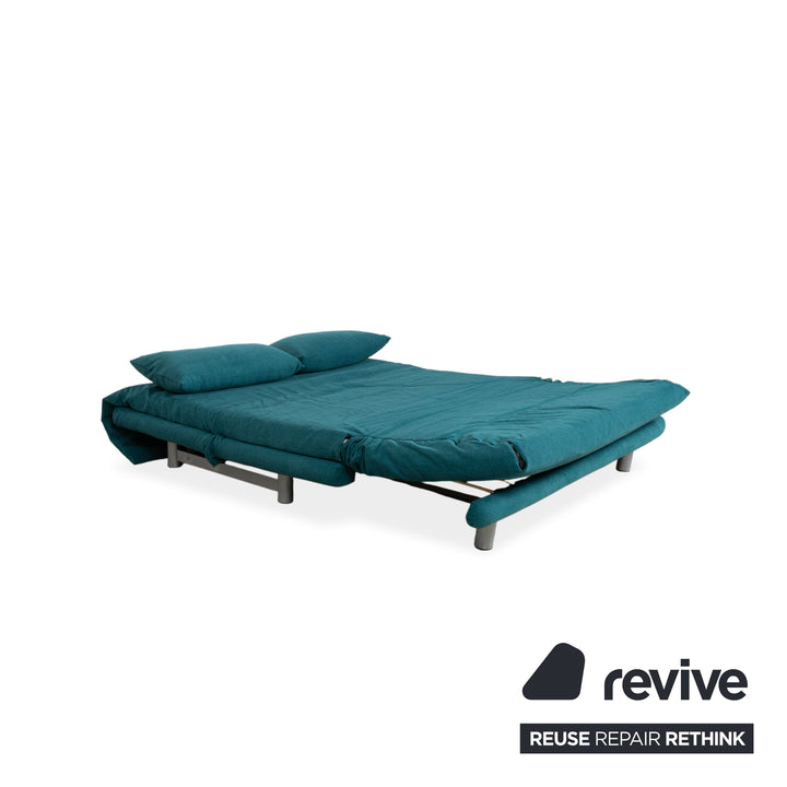 Ligne Roset Multy Tissu Trois places Turquoise Bleu fonction manuelle fonction couchage Canapé Nouveau revêtement
