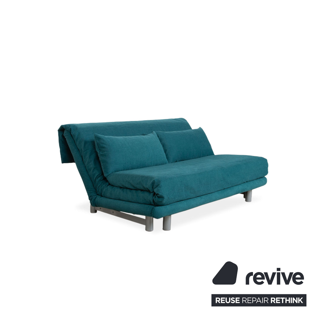 Ligne Roset Multy Tissu Trois places Turquoise Bleu fonction manuelle fonction couchage Canapé Nouveau revêtement
