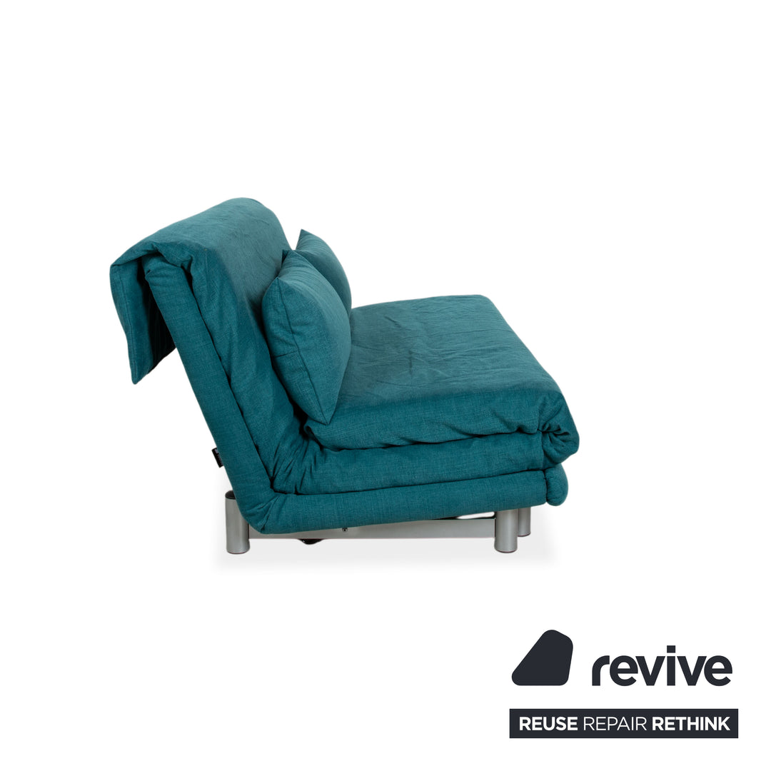 Ligne Roset Multy Stoff Dreisitzer Türkis Blau manuelle Funktion Schlaffunktion Sofa Couch Neubezug