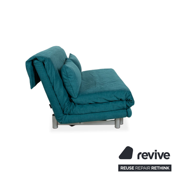 Ligne Roset Multy Tissu Trois places Turquoise Bleu fonction manuelle fonction couchage Canapé Nouveau revêtement