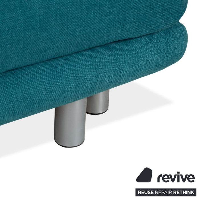 Ligne Roset Multy Tissu Trois places Turquoise Bleu fonction manuelle fonction couchage Canapé Nouveau revêtement