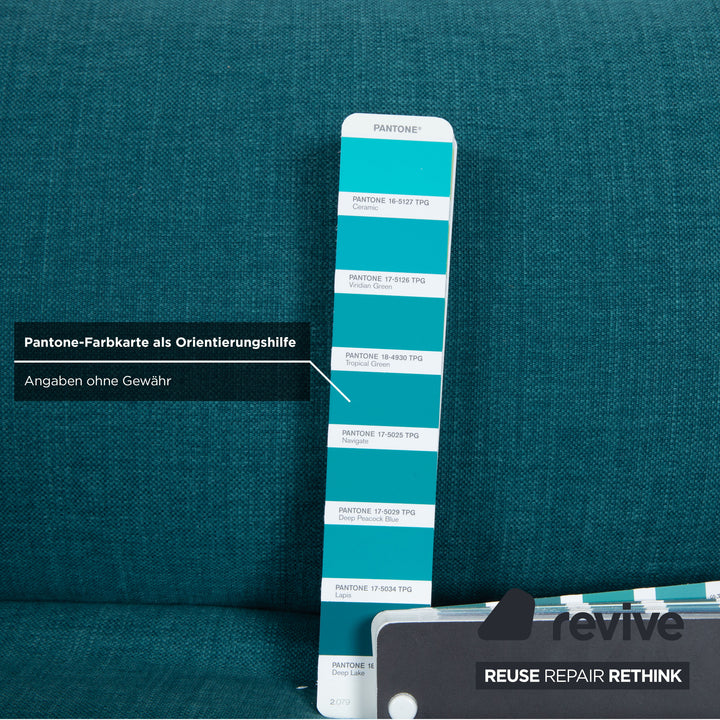 Ligne Roset Multy Stoff Dreisitzer Türkis Blau manuelle Funktion Schlaffunktion Sofa Couch Neubezug