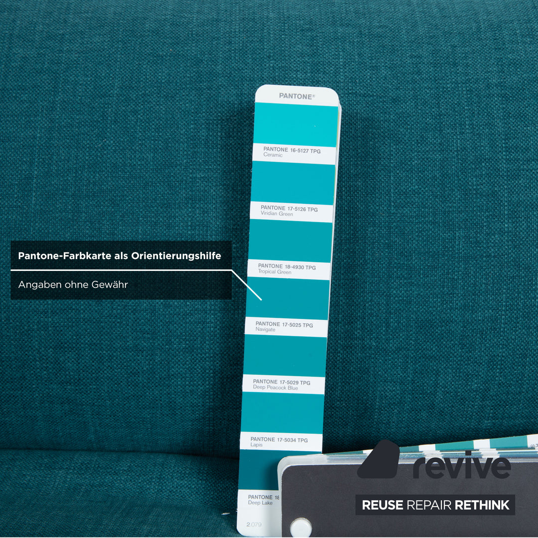 Ligne Roset Multy Tissu Trois places Turquoise Bleu fonction manuelle fonction couchage Canapé Nouveau revêtement