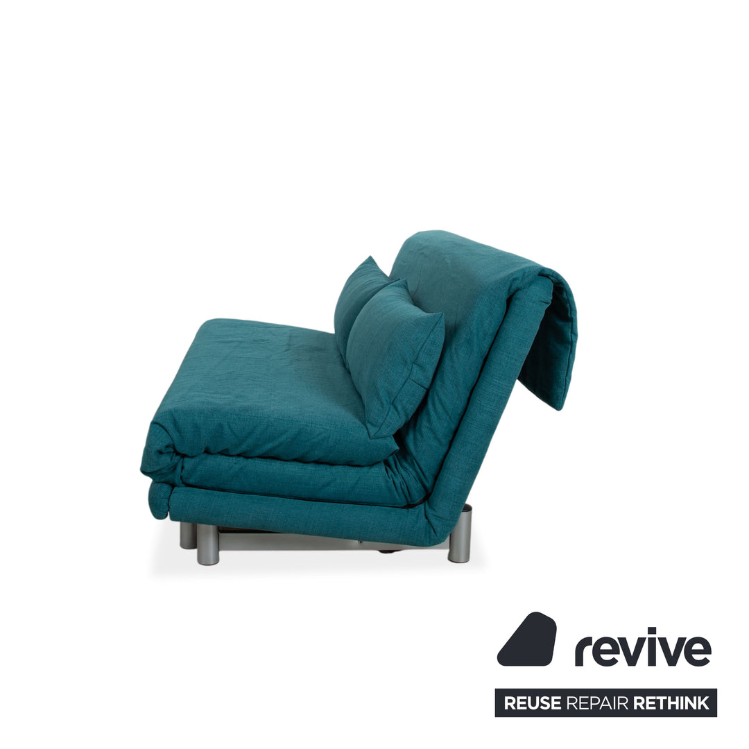 Ligne Roset Multy Stoff Dreisitzer Türkis Blau manuelle Funktion Schlaffunktion Sofa Couch Neubezug