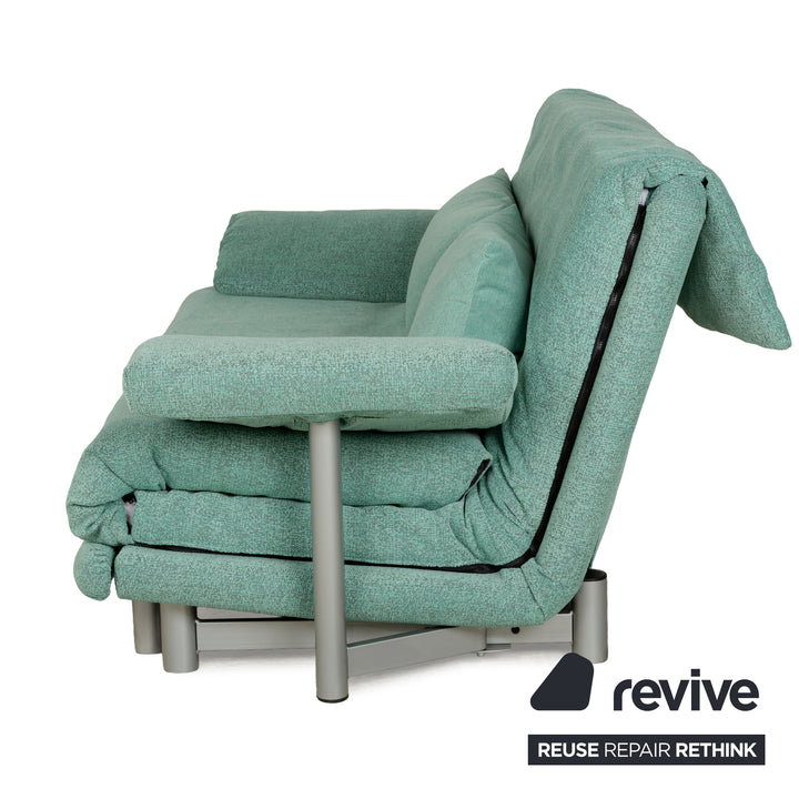 Canapé-lit trois places Ligne Roset Multy en tissu vert turquoise, housse neuve
