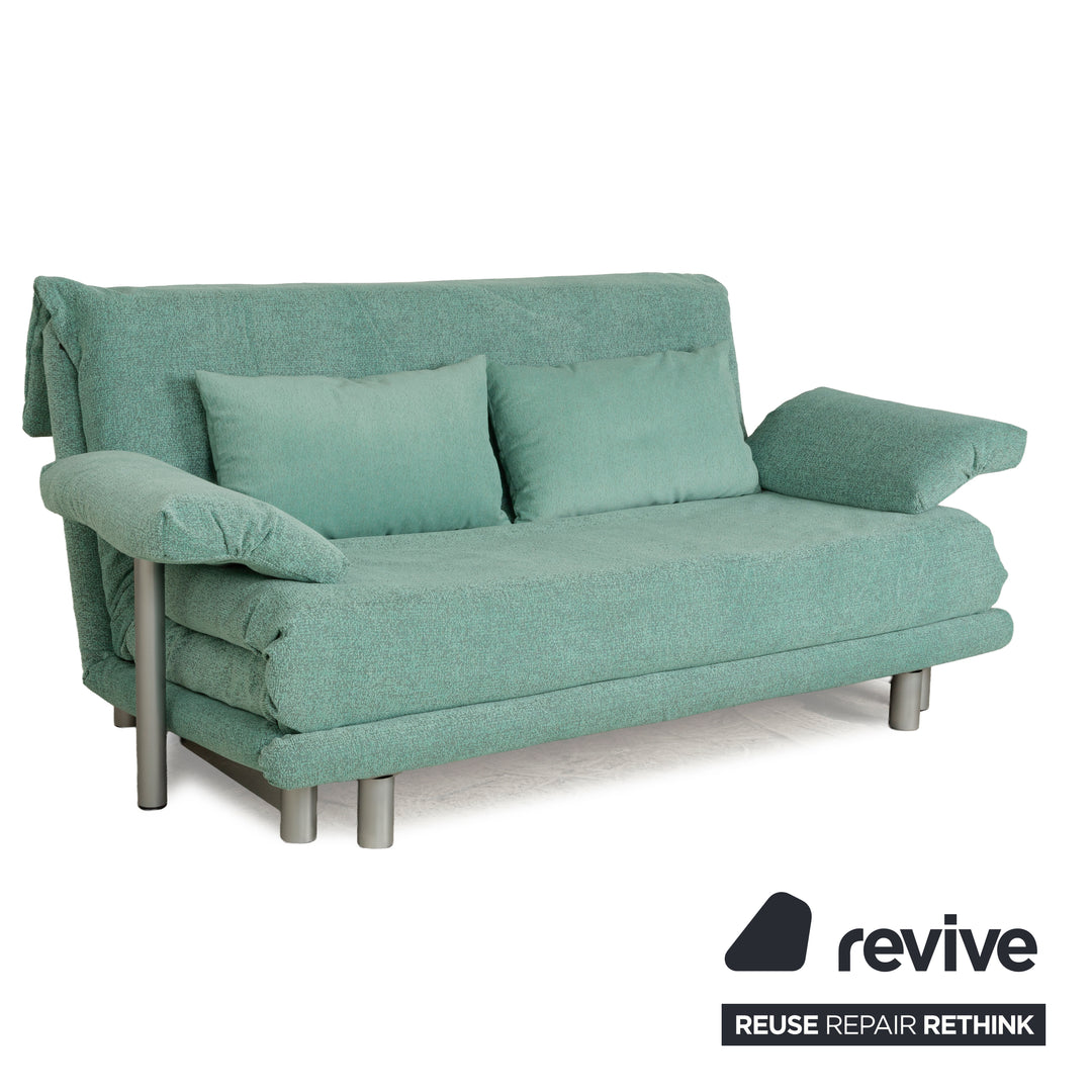 Canapé-lit trois places Ligne Roset Multy en tissu vert turquoise, housse neuve