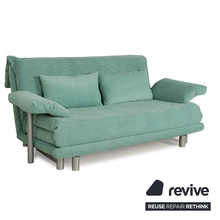 Canapé-lit trois places Ligne Roset Multy en tissu vert turquoise, housse neuve