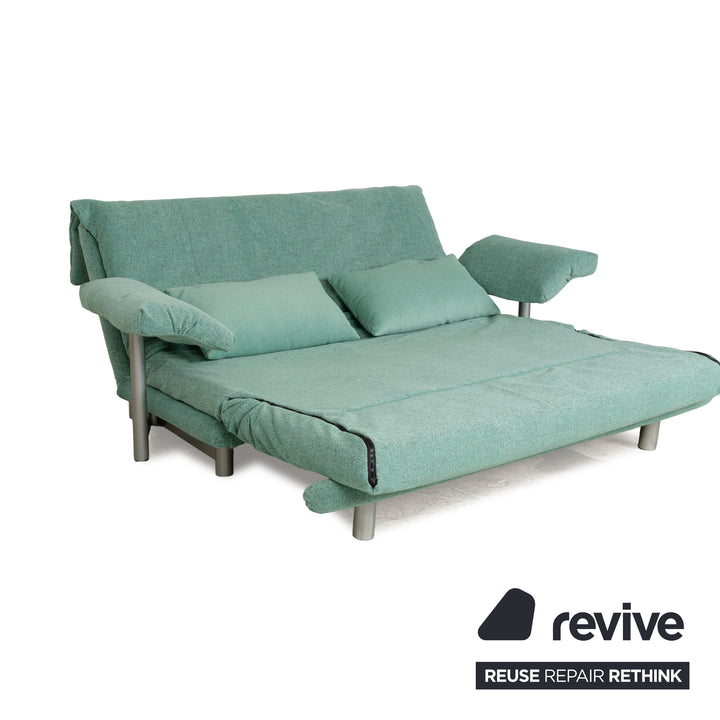 Canapé-lit trois places Ligne Roset Multy en tissu vert turquoise, housse neuve