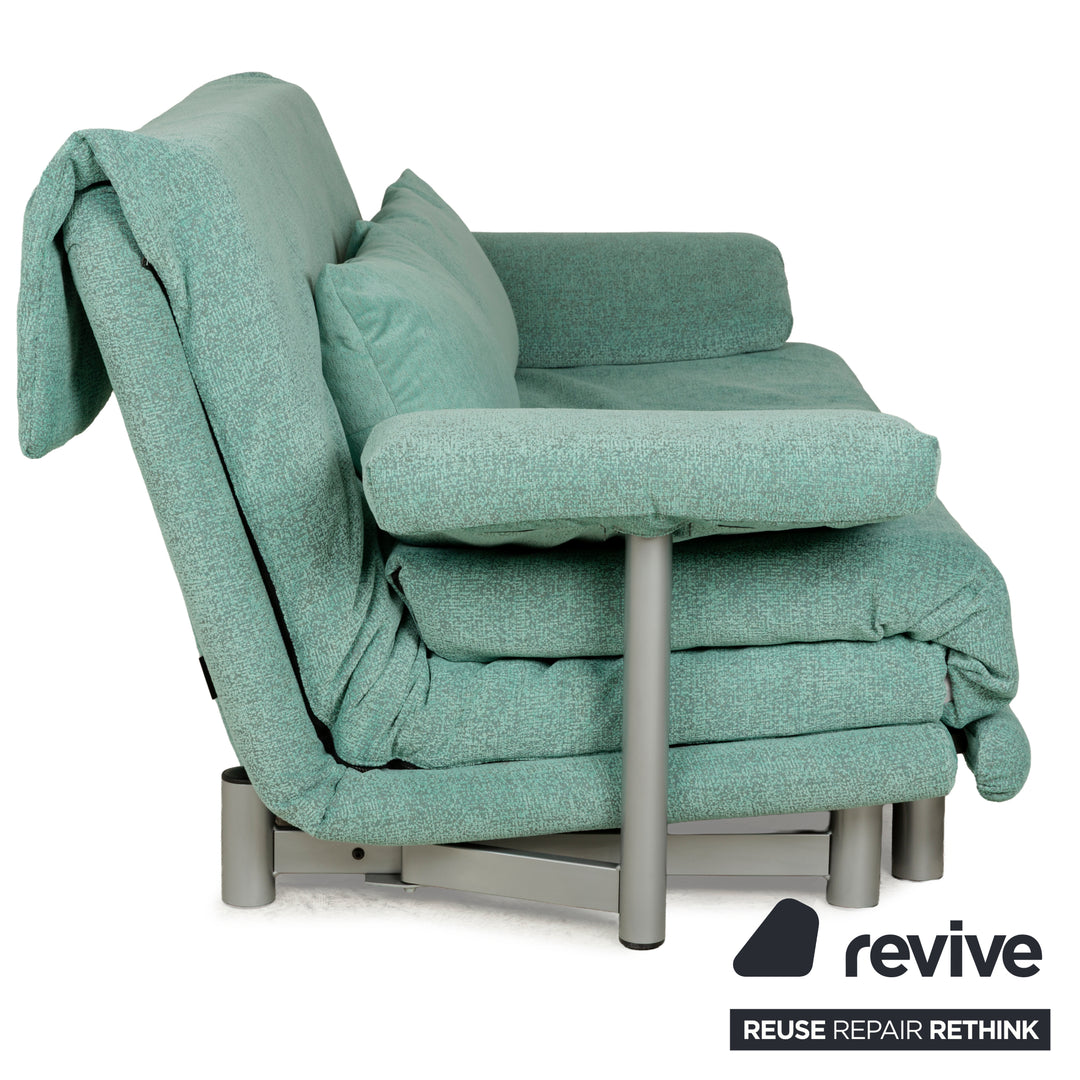 Canapé-lit trois places Ligne Roset Multy en tissu vert turquoise, housse neuve