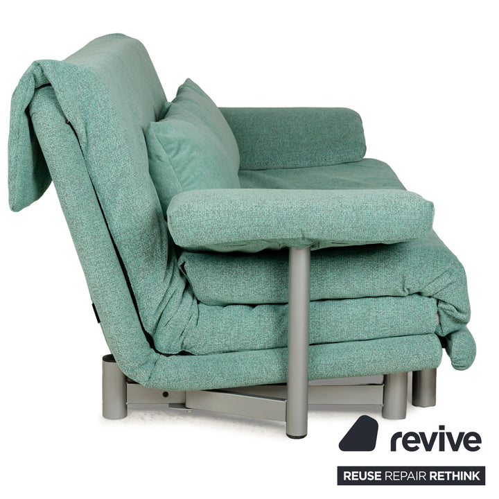 Canapé-lit trois places Ligne Roset Multy en tissu vert turquoise, housse neuve