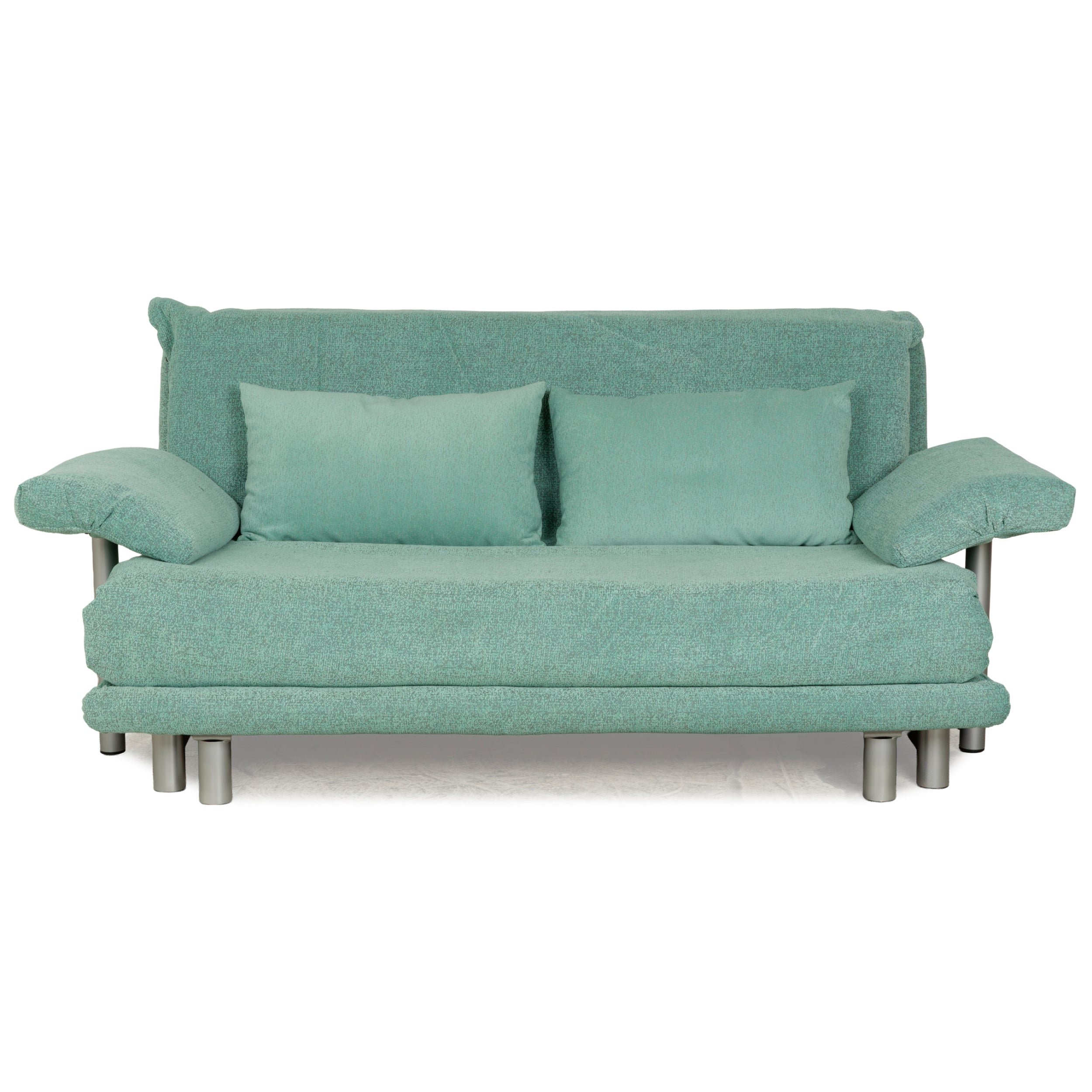 Canapé-lit trois places Ligne Roset Multy en tissu vert turquoise, housse neuve