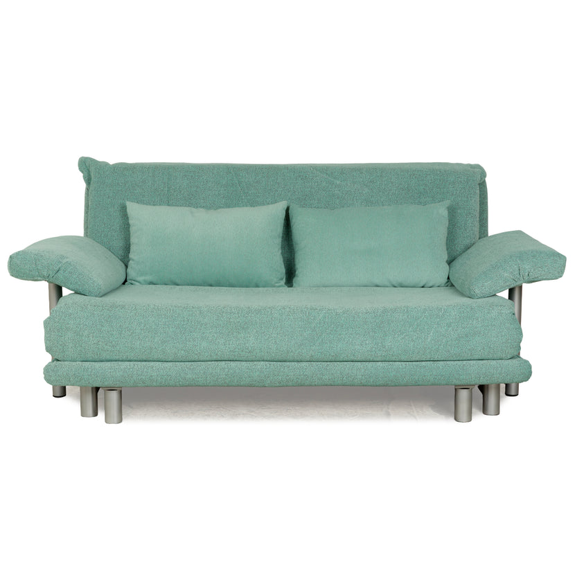 Canapé-lit trois places Ligne Roset Multy en tissu vert turquoise, housse neuve