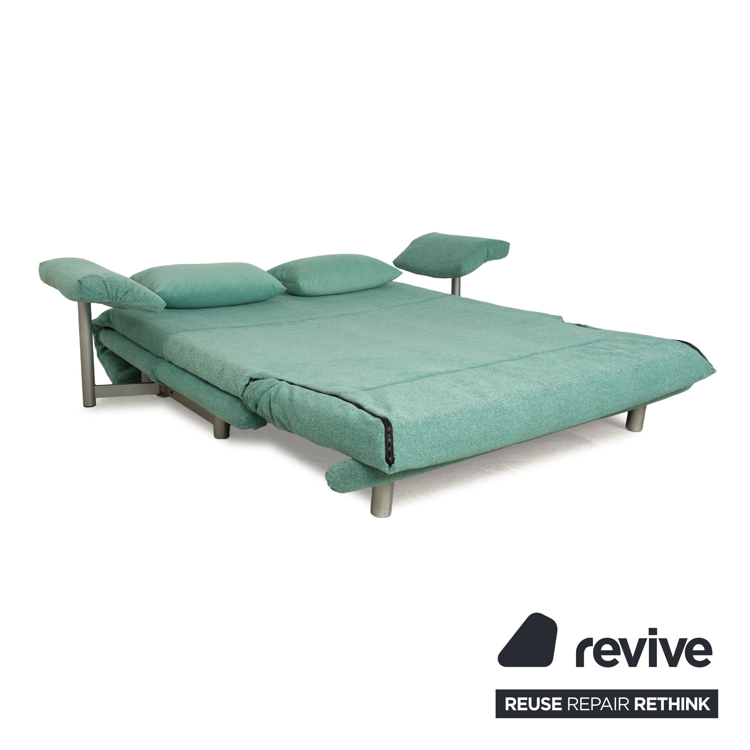 Canapé-lit trois places Ligne Roset Multy en tissu vert turquoise, housse neuve