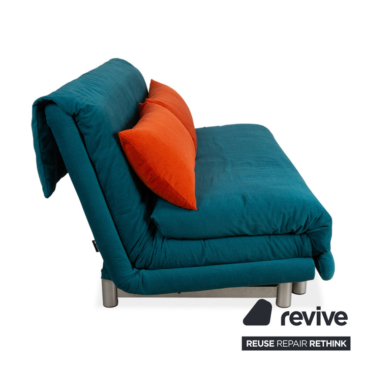 Ligne Roset Multy Stoff Dreisitzer Türkis Petrol Blau manuelle Schlaffunktion Sofa Couch Neubezug MALOU 162