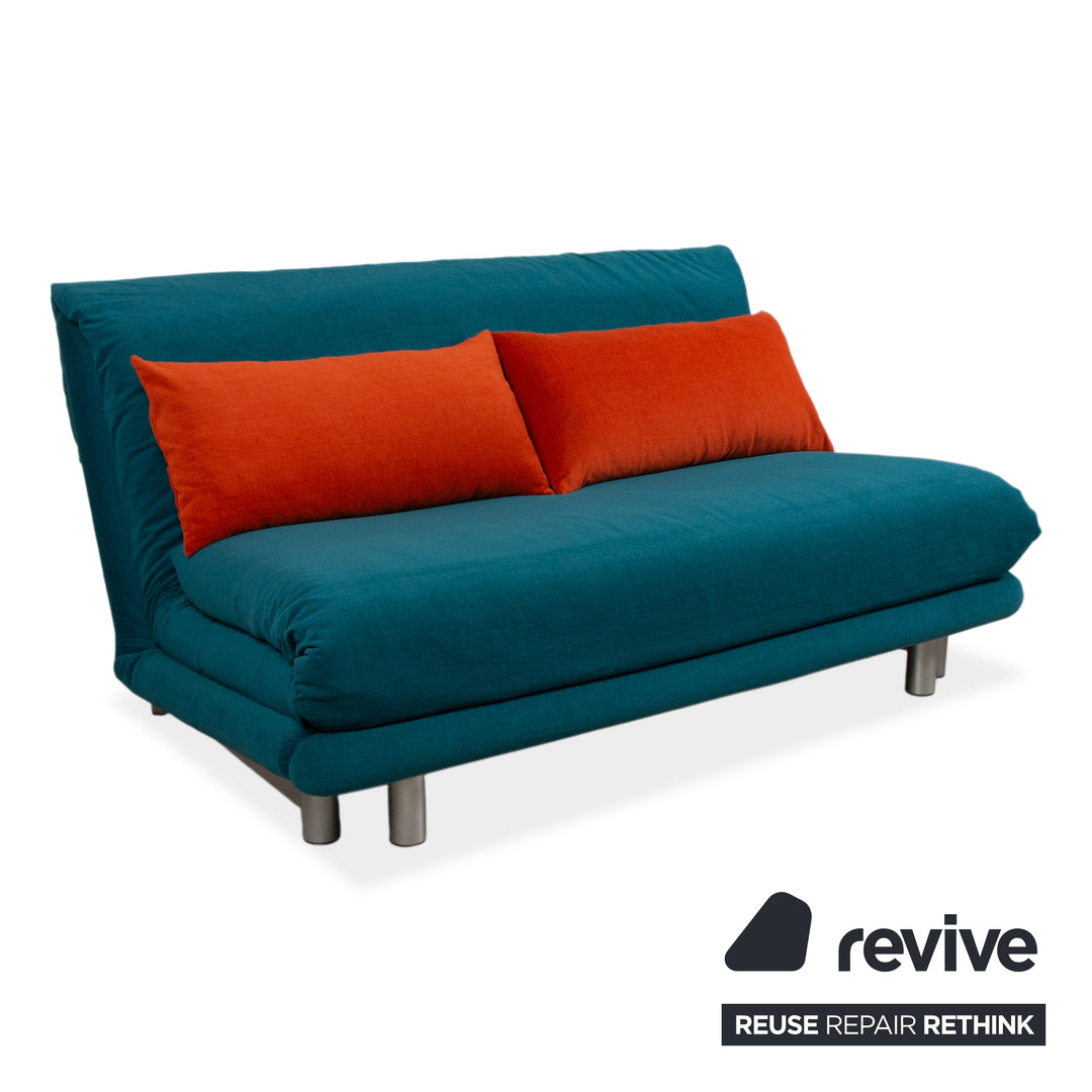 Ligne Roset Multy stof trepersoners sofa turkis petrol blå manuel sovefunktion sofa lænestol nypolstret MALOU 162