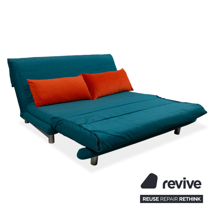 Ligne Roset Multy Stoff Dreisitzer Türkis Orange Rot manuelle Schlaffunktion Sofa Couch