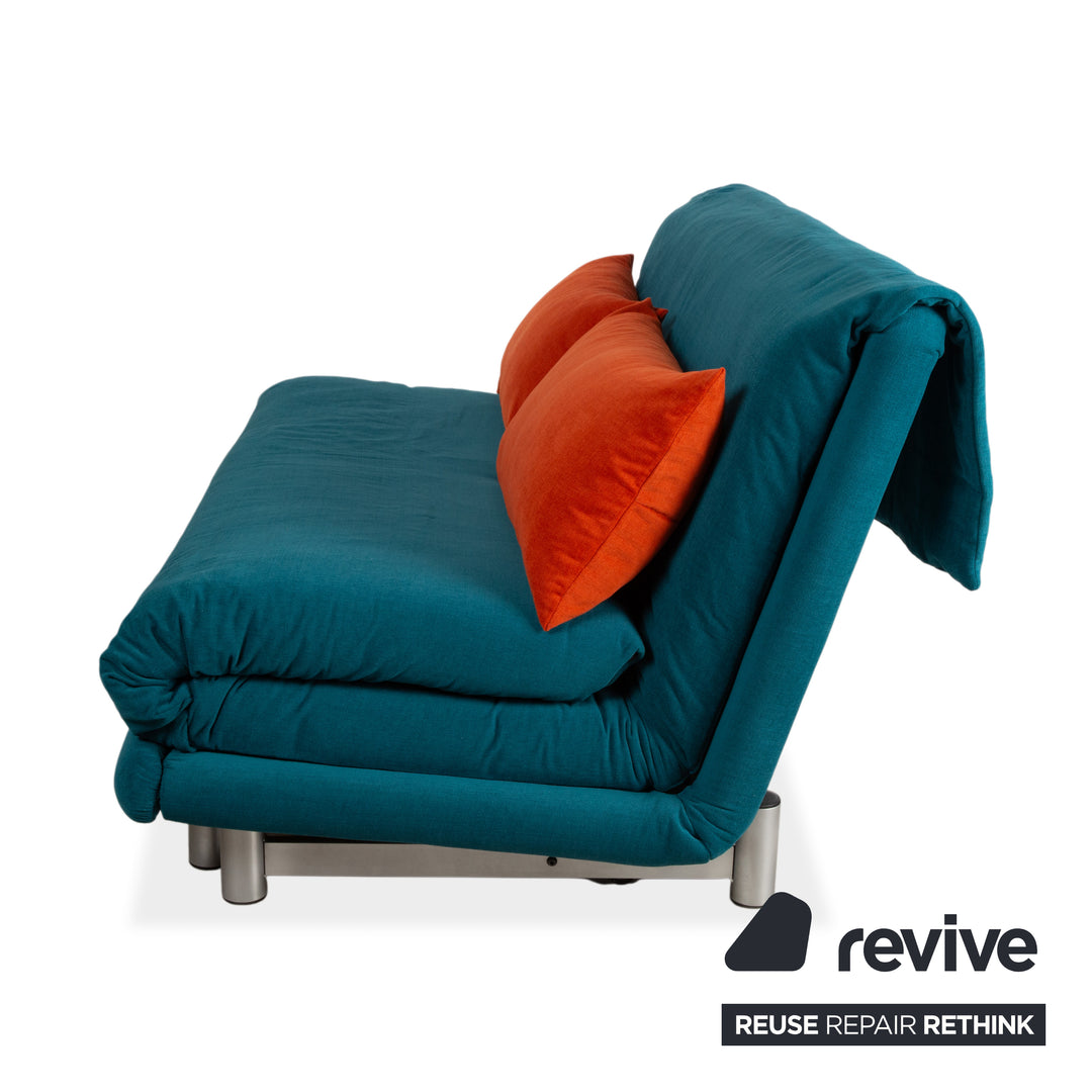 Ligne Roset Multy Stoff Dreisitzer Türkis Petrol Blau manuelle Schlaffunktion Sofa Couch Neubezug MALOU 162