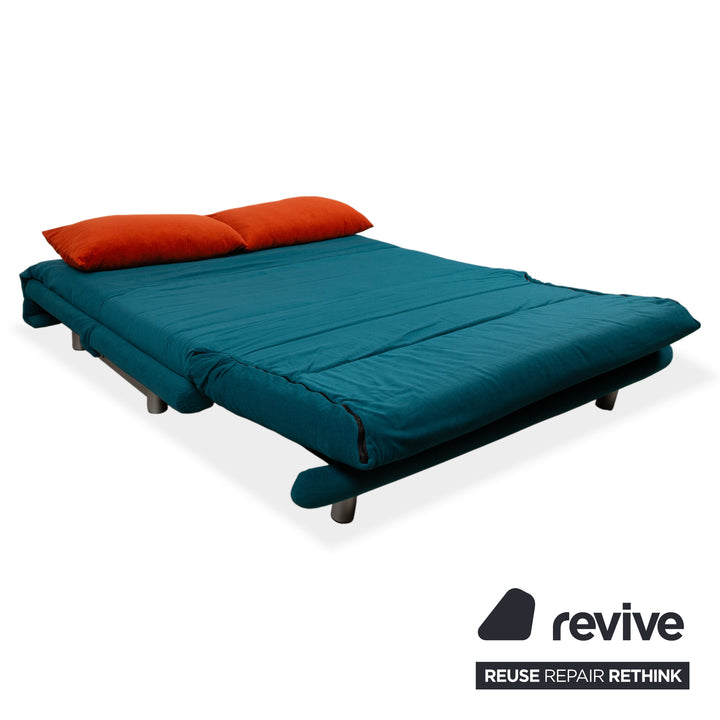 Ligne Roset Multy Stoff Dreisitzer Türkis Petrol Blau manuelle Schlaffunktion Sofa Couch Neubezug MALOU 162