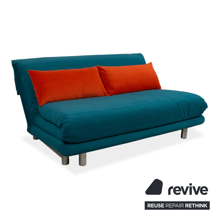 Ligne Roset Multy stof trepersoners sofa turkis petrol blå manuel sovefunktion sofa lænestol nypolstret MALOU 162