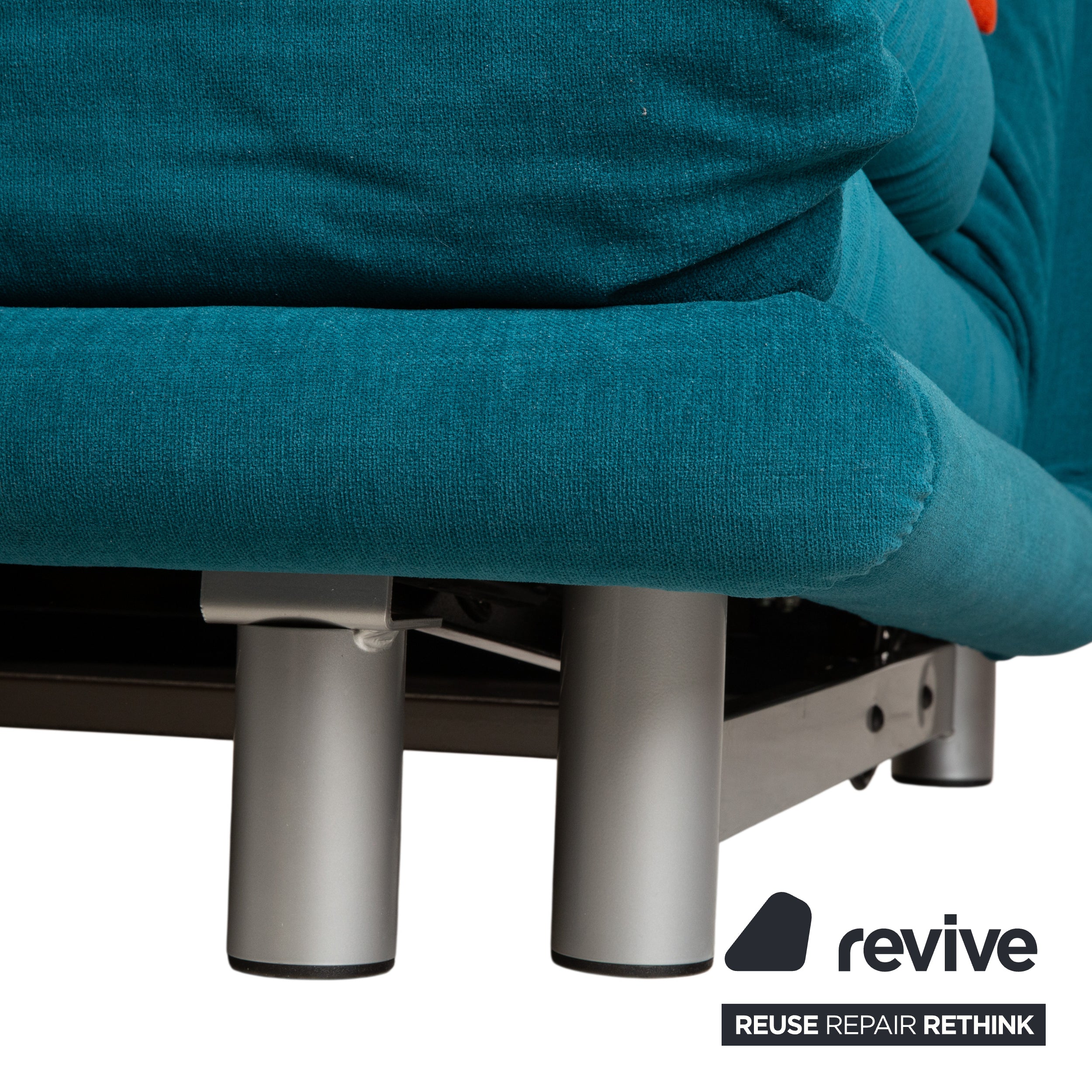 Ligne Roset Multy Stoff Dreisitzer Türkis Petrol Blau manuelle Schlaffunktion Sofa Couch Neubezug MALOU 162