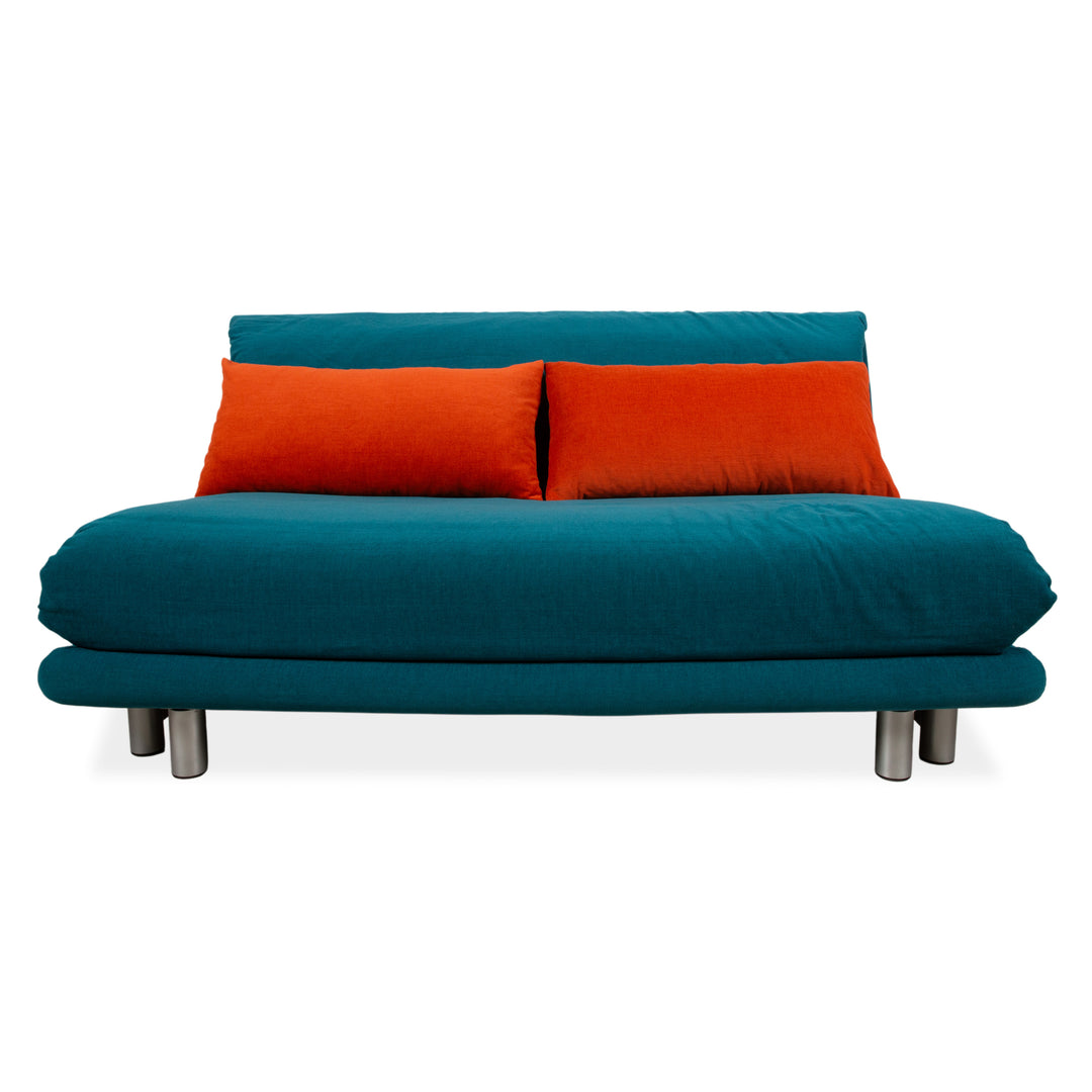 Ligne Roset Multy Stoff Dreisitzer Türkis Petrol Blau manuelle Schlaffunktion Sofa Couch Neubezug MALOU 162