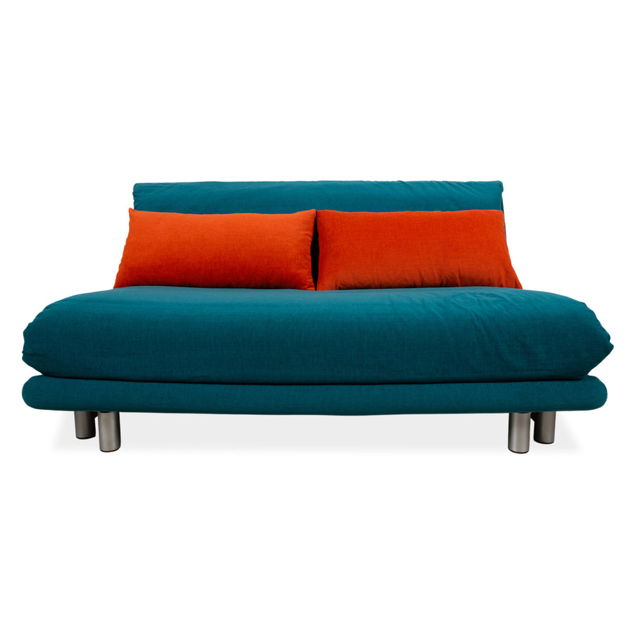 Ligne Roset Multy Stoff Dreisitzer Türkis Petrol Blau manuelle Schlaffunktion Sofa Couch Neubezug MALOU 162