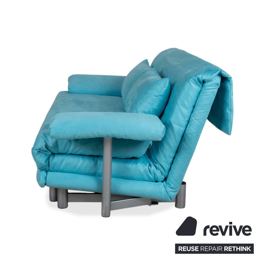 Ligne Roset Multy Fabric Three-Seater Turquoise Blue Sofa Couch Manual Function Sofa Bed New Upholstery MEMPHIS 734