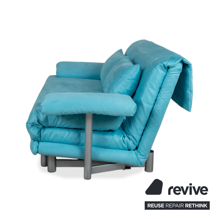 Ligne Roset Multy Fabric Three-Seater Turquoise Blue Sofa Couch Manual Function Sofa Bed New Upholstery MEMPHIS 734