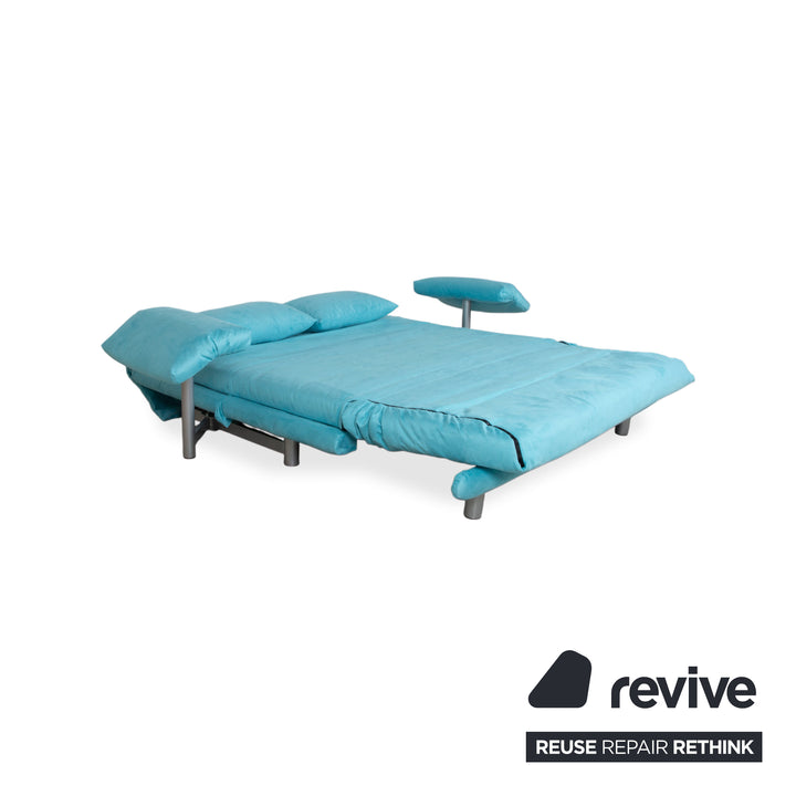 Ligne Roset Multy Fabric Three-Seater Turquoise Blue Sofa Couch Manual Function Sofa Bed New Upholstery MEMPHIS 734