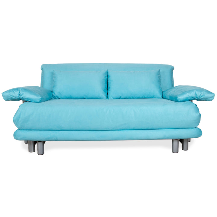 Ligne Roset Multy Fabric Three-Seater Turquoise Blue Sofa Couch Manual Function Sofa Bed New Upholstery MEMPHIS 734
