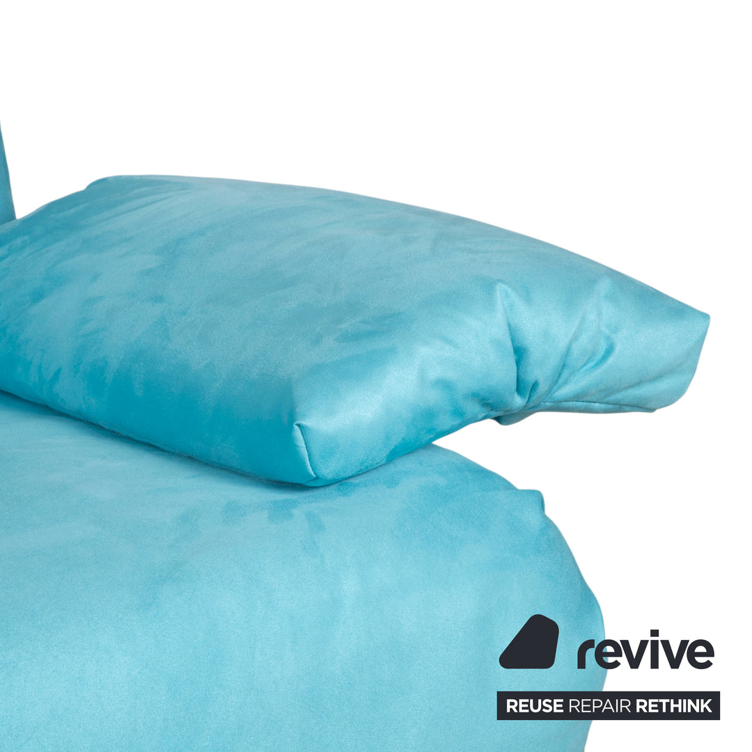 Ligne Roset Multy Fabric Three-Seater Turquoise Blue Sofa Couch Manual Function Sofa Bed New Upholstery MEMPHIS 734