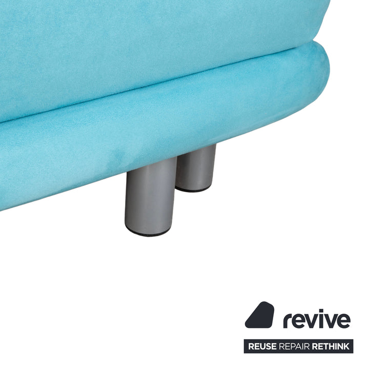 Ligne Roset Multy Fabric Three-Seater Turquoise Blue Sofa Couch Manual Function Sofa Bed New Upholstery MEMPHIS 734