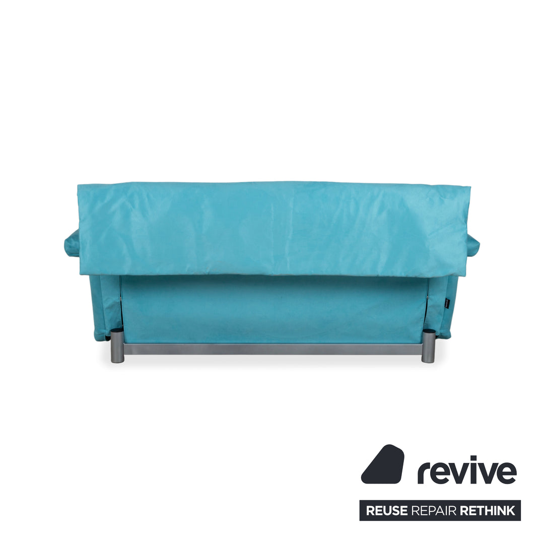 Ligne Roset Multy Fabric Three-Seater Turquoise Blue Sofa Couch Manual Function Sofa Bed New Upholstery MEMPHIS 734