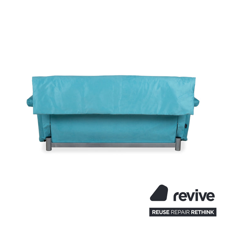 Ligne Roset Multy Fabric Three-Seater Turquoise Blue Sofa Couch Manual Function Sofa Bed New Upholstery MEMPHIS 734