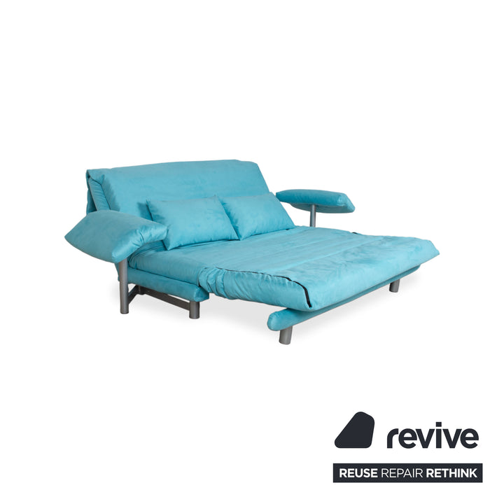 Ligne Roset Multy Fabric Three-Seater Turquoise Blue Sofa Couch Manual Function Sofa Bed New Upholstery MEMPHIS 734
