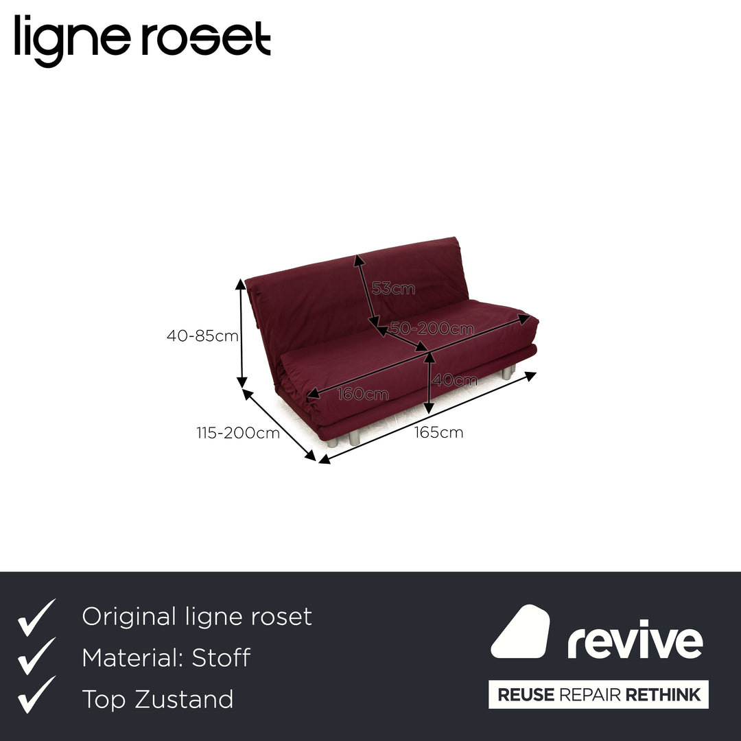 Ligne roset Multy tissu 3 places violet fonction manuelle fonction sommeil canapé canapé convertible