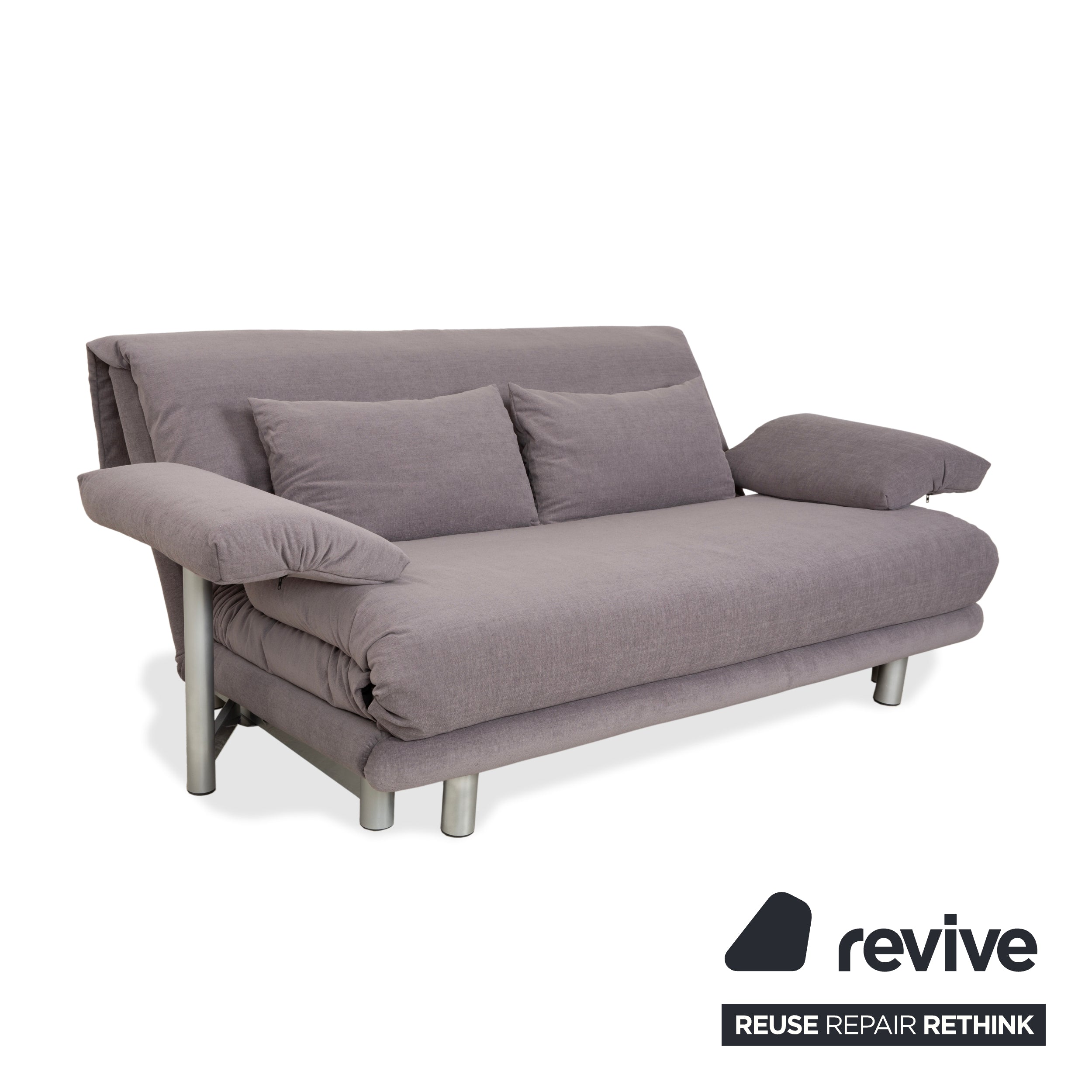 Ligne Roset Multy Dreisitzer Armlehnen Stoff Grau Beige Siber manuelle Schlaffunktion Schlafsofa Couch Neubezug