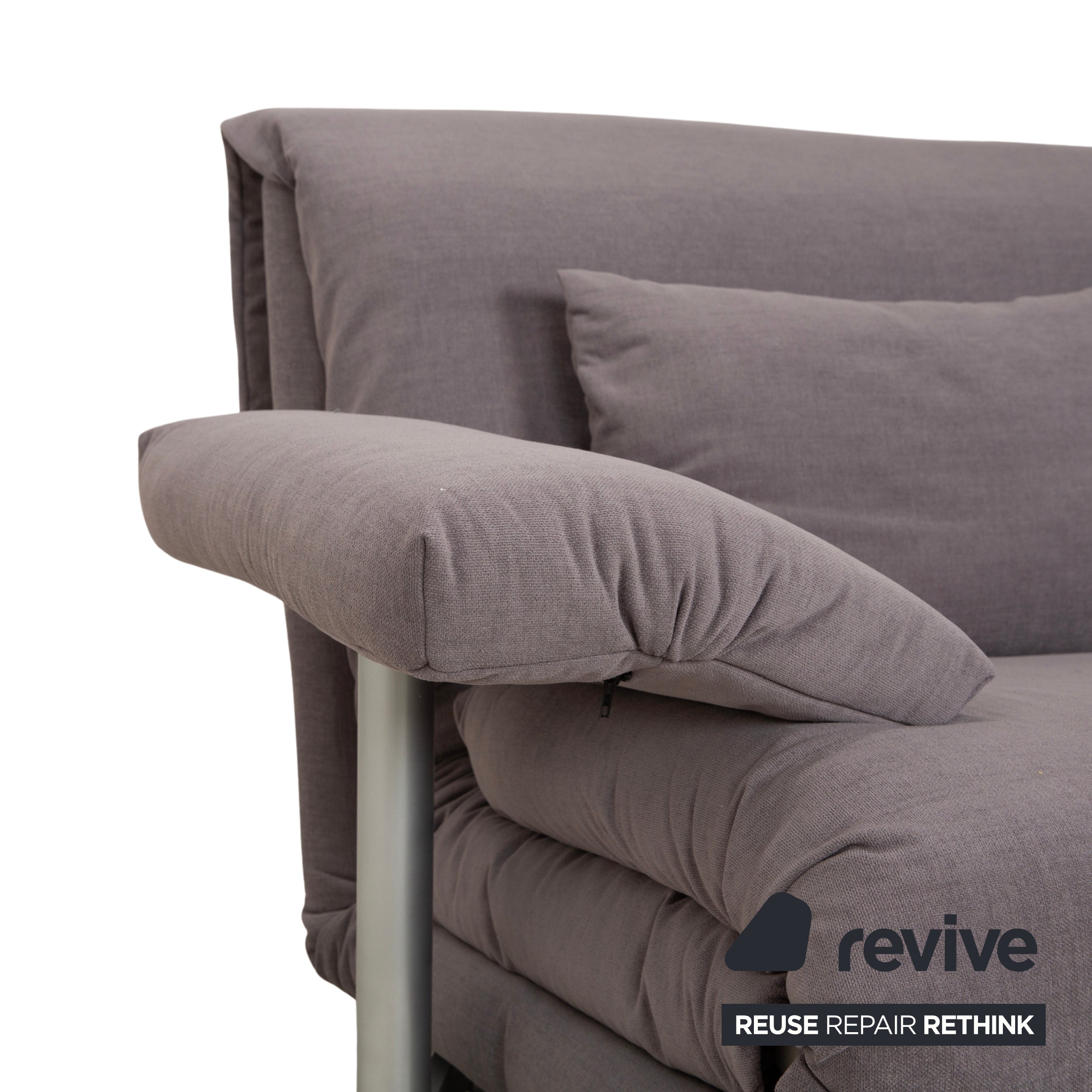 Ligne Roset Multy Dreisitzer Armlehnen Stoff Grau Beige Siber manuelle Schlaffunktion Schlafsofa Couch Neubezug
